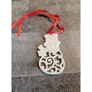 White snowman mistletoe ornament Xmas Decor figure